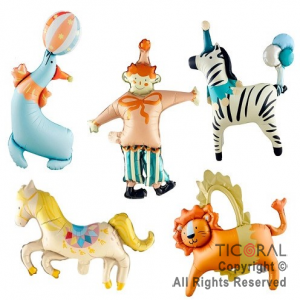 SET DE GLOBOS METALIZADO CIRCO PARTY 5 UNIDADES X 1